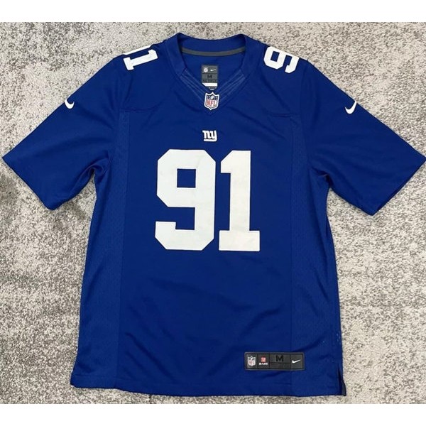 New York Giants #91 Justin Tuck Blue Stitched Jersey