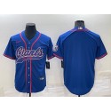 New York Giants Blank Blue Cool Base Stitched Baseball Jersey