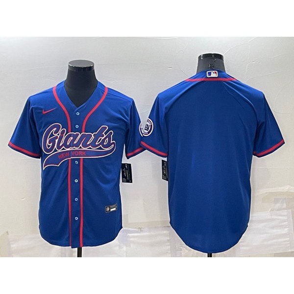 New York Giants Blank Blue Cool Base Stitched Baseball Jersey