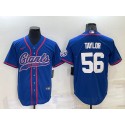 New York Giants #56 Lawrence Taylor Blue Cool Base Stitched Baseball Jersey