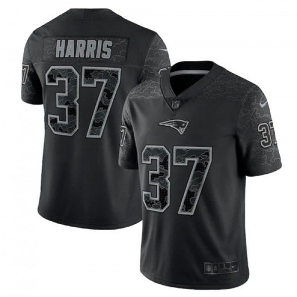 New England Patriots #37 Damien Harris Black Reflective Limited Stitched Football Jersey
