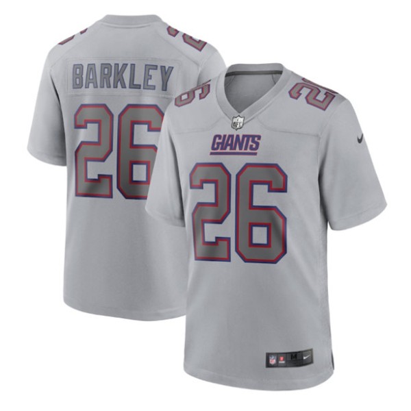 New York Giants #26 Saquon Barkley Gray Atmosphere Fashion Stitched Game Jersey