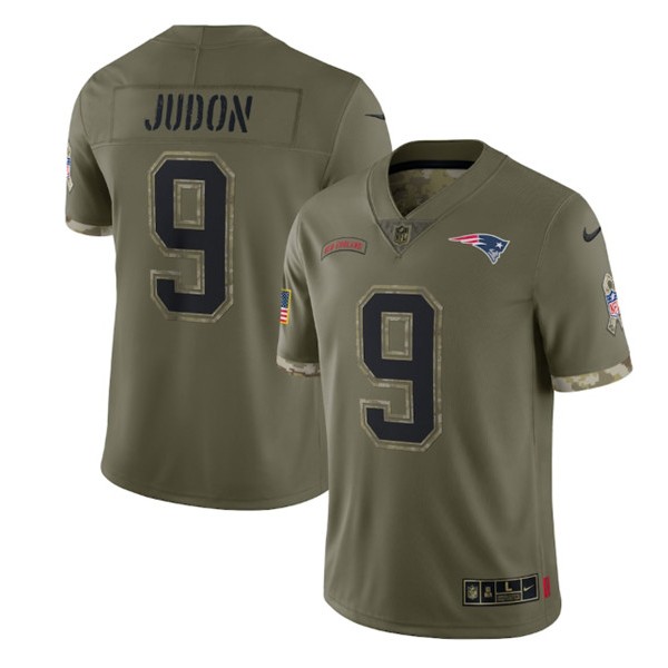 New England Patriots #9 Matt Judon 2022 Olive Salute To Service Limited Stitched Jersey