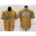 New Orleans Saints Gold Team Big Logo With Patch Cool Base Stitched Baseball Jersey