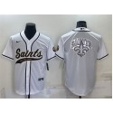 New Orleans Saints White Team Big Logo With Patch Cool Base Stitched Baseball Jersey