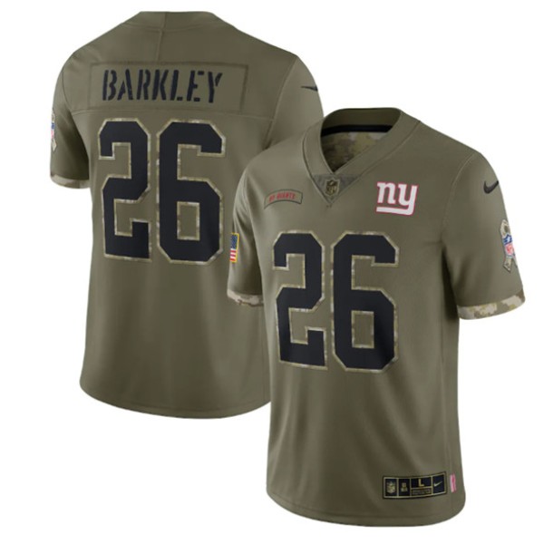 New York Giants #26 Saquon Barkley 2022 Olive Salute To Service Limited Stitched Jersey