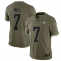 New Orleans Saints #7 Taysom Hill 2022 Olive Salute To Service Limited Stitched Jersey