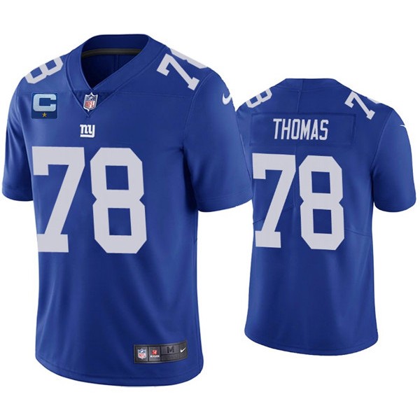 New York Giants #78 Andrew Thomas Blue With C Patch Vapor Untouchable Limited Stitched Jersey