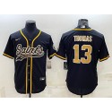 New Orleans Saints #13 Michael Thomas Black With Patch Cool Base Stitched Baseball Jersey