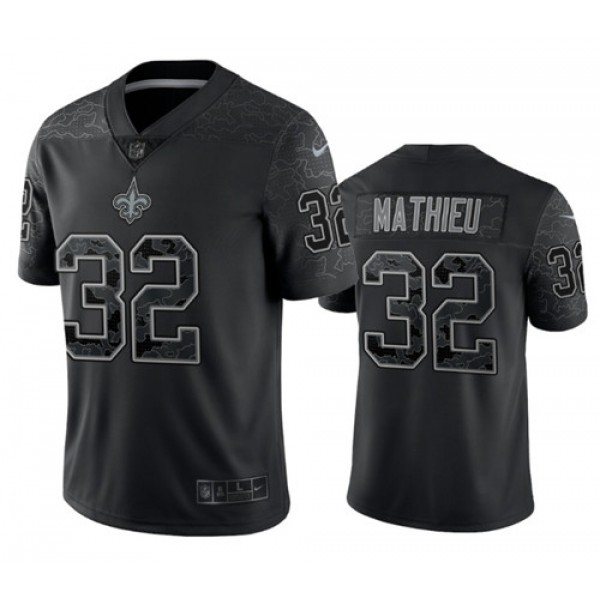 New Orleans Saints #32 Tyrann Mathieu Black Reflective Limited Stitched Football Jersey