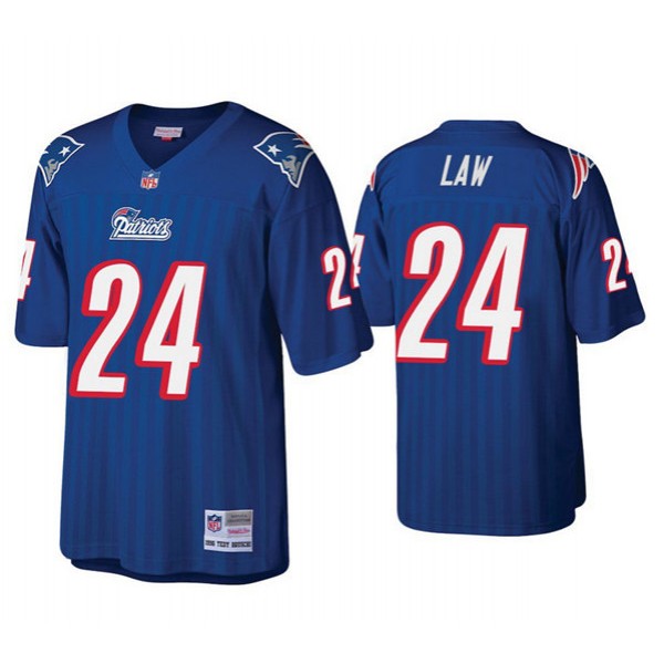 New England Patriots #24 Ty Law Royal Stitched Jersey