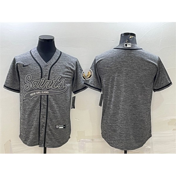 New Orleans Saints Blank Gray With Patch Cool Base Stitched Baseball Jersey