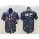New England Patriots Gray Camo Team Big Logo With Patch Cool Base Stitched Baseball Jersey