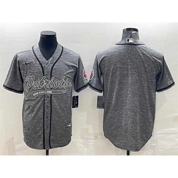 New England Patriots Blank Gray With Patch Cool Base Stitched Baseball Jersey