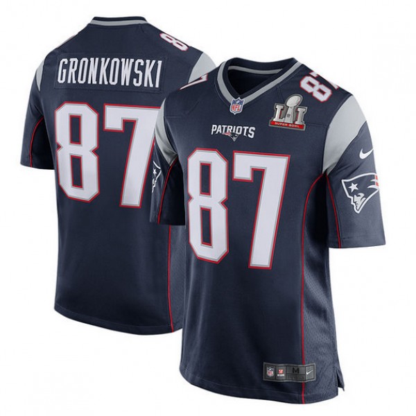 New England Patriots #87 Rob Gronkowski Nike Navy Stitched Super Bowl LI Bound Game Jersey