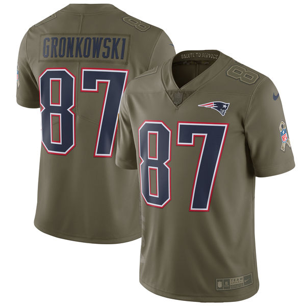 New England Patriots #87 Rob Gronkowski Olive Salute To Service Limited Stitched Nike Jersey