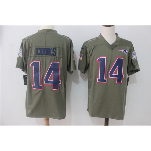 New England Patriots #14 Brandin Cooks Olive Salute To Service Limited Stitched Nike Jersey
