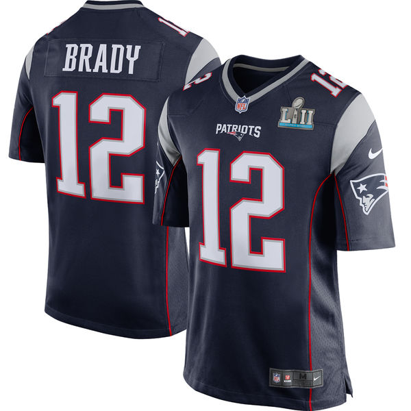 New England Patriots Tom Brady Navy Super Bowl LII Bound Game Jersey