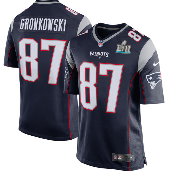 New England Patriots Rob Gronkowski Navy Super Bowl LII Bound Game Jersey