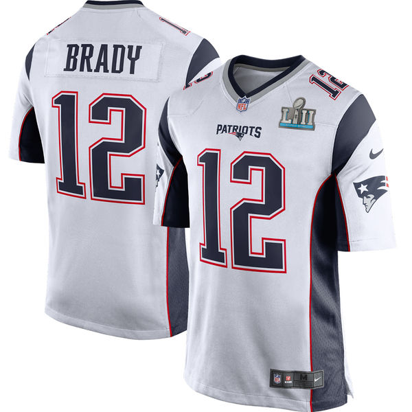New England Patriots Tom Brady White Super Bowl LII Bound Game Jersey