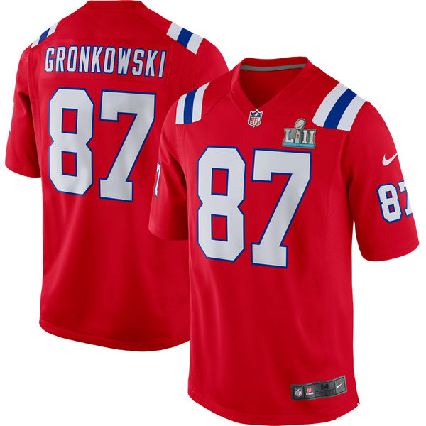 New England Patriots Rob Gronkowski Red Super Bowl LII Bound Game Jersey