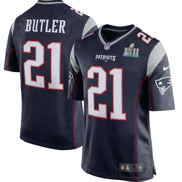New England Patriots Malcolm Butler Navy Super Bowl LII Bound Game Jersey