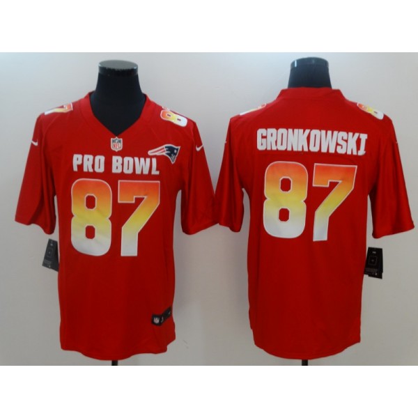 New England Patriots #87 Rob Gronkowski Red 2019 Pro Bowl Game Jersey