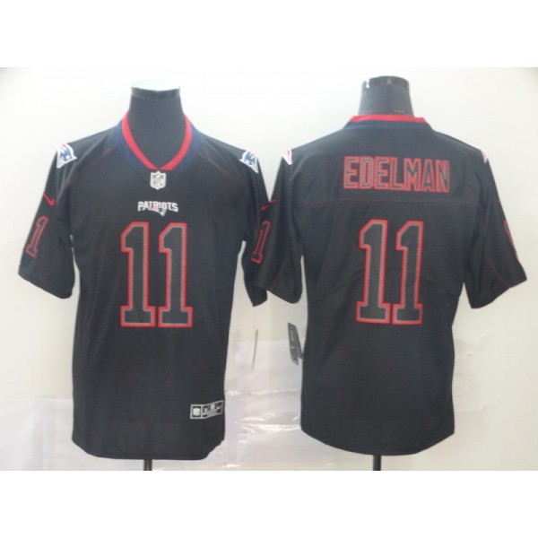 New England Patriots #11 Julian Edelman 2019 Black Lights Out Stitched Jersey
