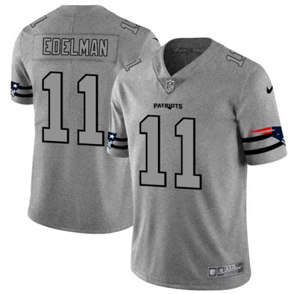 New England Patriots #11 Julian Edelman 2019 Gray Gridiron Team Logo Limited Stitched Jersey