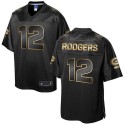 Packers #12 Aaron Rodgers Pro Line Black Gold Collection Stitched Game Nike Jersey
