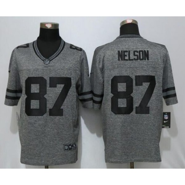 Packers #87 Jordy Nelson Gray Stitched Limited Gridiron Gray Nike Jersey