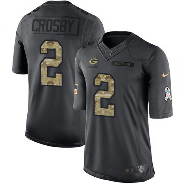 Packers #2 Mason Crosby Black Stitched Limited 2016 Salute To Service Nike Jersey