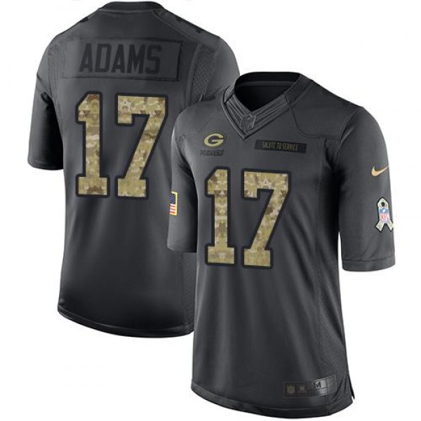 Packers #17 Davante Adams Black Stitched Limited 2016 Salute To Service Nike Jersey