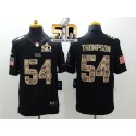 Panthers #54 Shaq Thompson Black Super Bowl 50 Stitched Limited Salute To Service Nike Jersey