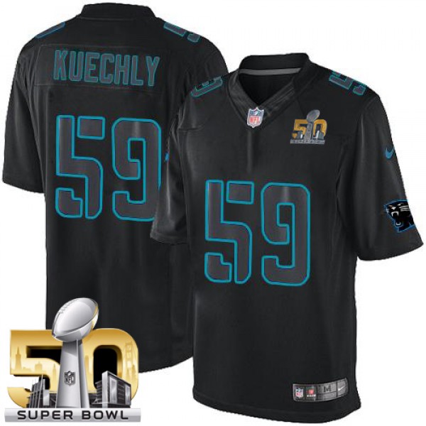 Panthers #59 Luke Kuechly Black Super Bowl 50 Stitched Impact Limited Nike Jersey