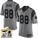 Panthers #88 Greg Olsen Gray Super Bowl 50 Stitched Limited Gridiron Gray Nike Jersey