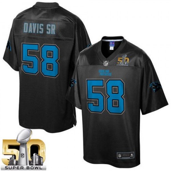Panthers #58 Thomas Davis Sr Black Super Bowl 50 Pro Line Black Reverse Fashion Game Nike Jersey