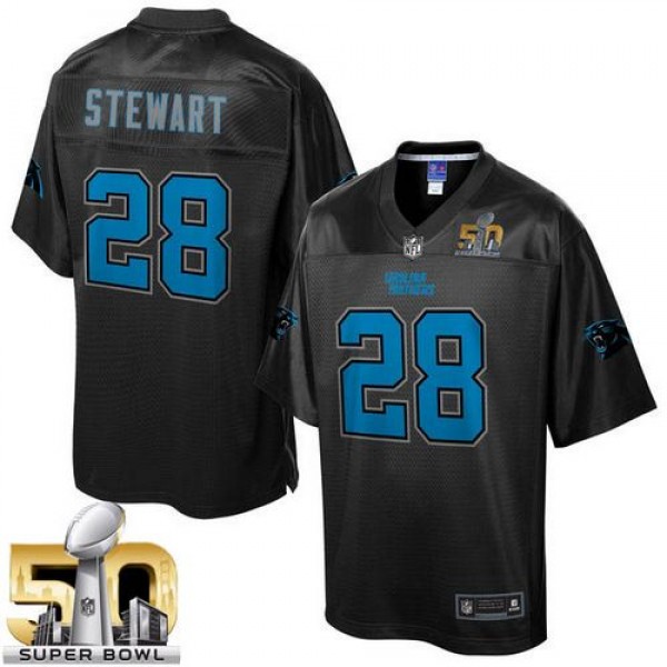 Panthers #28 Jonathan Stewart Black Super Bowl 50 Pro Line Black Reverse Fashion Game Nike Jersey