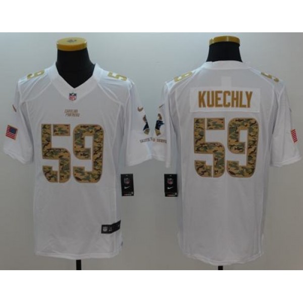 Panthers #59 Luke Kuechly White Stitched Limited Salute To Service Nike Jersey