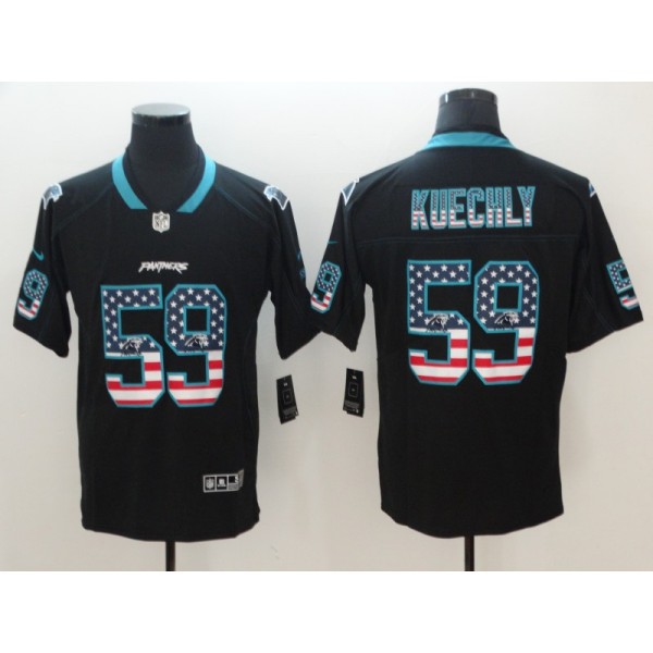 Panthers #59 Luke Kuechly 2018 Black USA Flag Color Rush Limited Fashion Stitched Jersey
