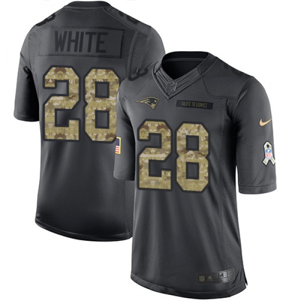 Patriots #28 James White Black Stitched Limited 2016 Salute To Service Nike Jersey
