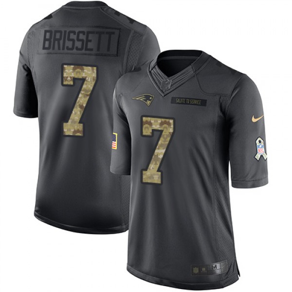 Patriots #7 Jacoby Brissett Black Stitched Limited 2016 Salute To Service Nike Jersey