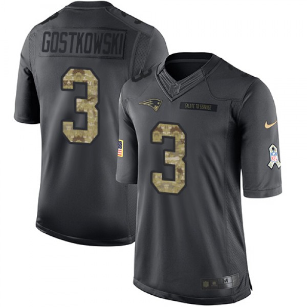 Patriots #3 Stephen Gostkowski Black Stitched Limited 2016 Salute To Service Nike Jersey