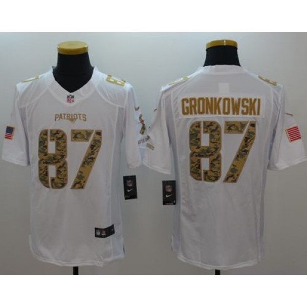 Patriots #87 Rob Gronkowski White Stitched Limited Salute To Service Nike Jersey