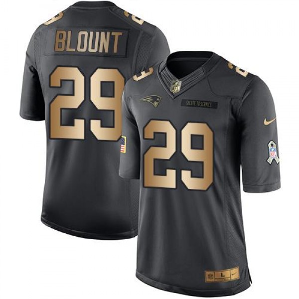 Patriots #29 LeGarrette Blount Black Stitched Limited Gold Salute To Service Nike Jersey