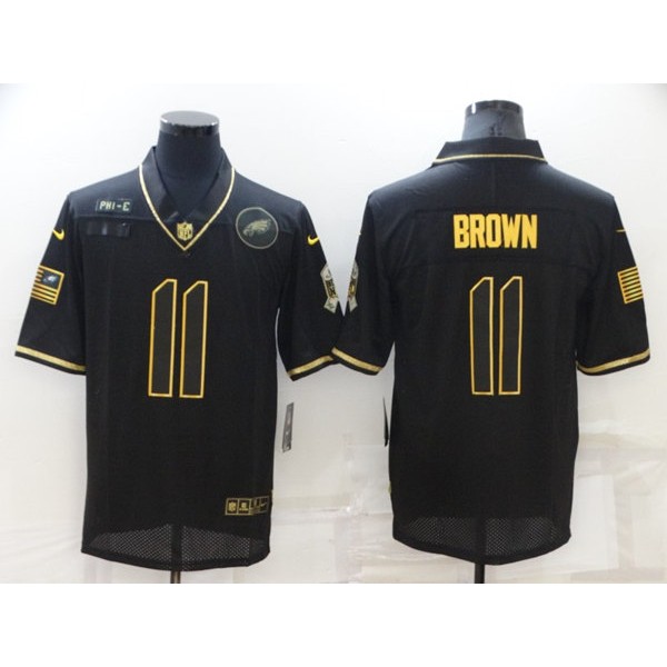 Philadelphia Eagles #11 A. J. Brown Black Gold Salute To Service Limited Stitched Jersey