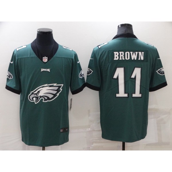 Philadelphia Eagles #11 A. J. Brown Green Team Big Logo Limited Stitched Jersey