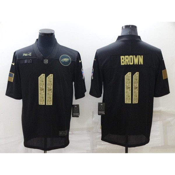 Philadelphia Eagles #11 A. J. Brown Black Camo Salute To Service Limited Stitched Jersey
