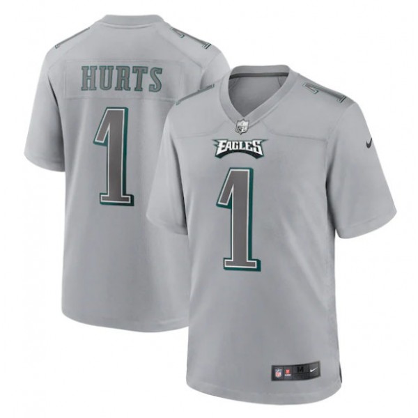 Philadelphia Eagles #1 Jalen Hurts Gray Atmosphere Fashion Stitched Game Jersey