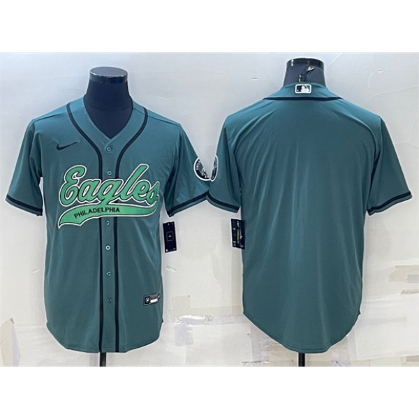 Philadelphia Eagles Blank Green With Patch Cool Base Stitched Baseball Jersey